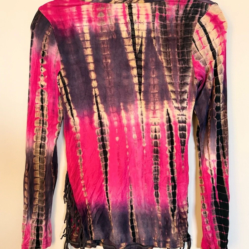 Ragdoll & Rockets Tie Dye Long Sleeve Fringe Top Size 14